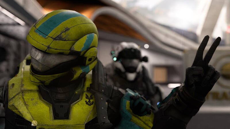 Blender Render of a friend's Halo: R Spartan featuring me in the background